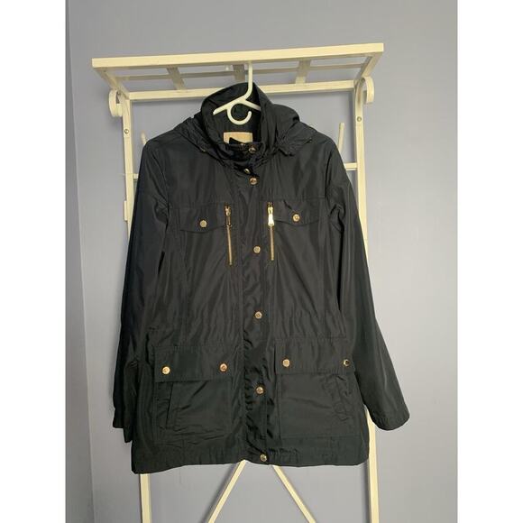 Michael Kors Dark Blue Hoodie Coat Lg Preppy - Picture 1 of 8
